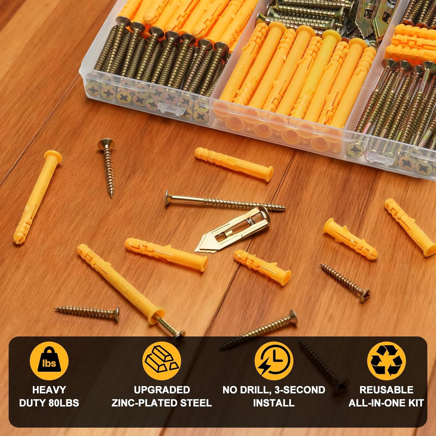 210 Pcs Smyeyml Drywall Anchors and Screws Assortment Kit, 70 Pcs Drywall Anchors Heavy Duty, 140 Pcs Self Drilling Drywall Anchors, Wall Anchors for Drywall, Shelves, Pictures, and Office Art Decor