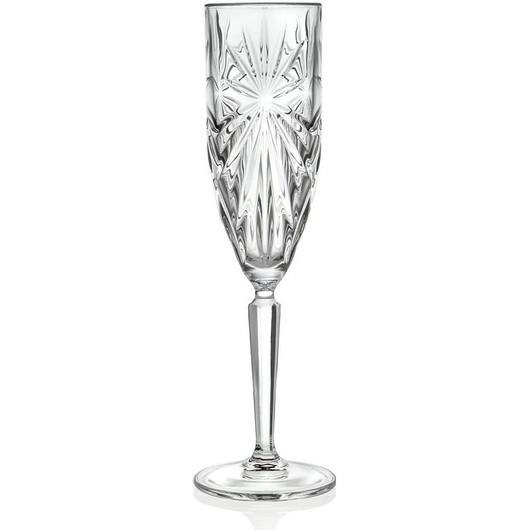 RCR Cristalleria Italiana Crystal Glass Drinkware Set  (Champagne Flute (6.25 oz) - 4 Piece): Mixed Drinkware Sets