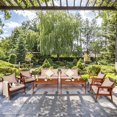 thumbnail image 4 of Patiojoy 4PCS Patio Outdoor Rattan Furniture Set Acacia Wood Frame Conversation Set w/Coffee Table Brown, 4 of 6