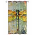 thumbnail image 2 of nqOlkjepod Outdoor Curtains for Patio Waterproof, Country Dragonfly Outdoor Privacy Panels Grommet, Retro Oil Painting Wooden Grain Blackout Outside Curtains for Porch/Cabana 54"x84", 1 Panel, 2 of 8