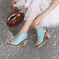 thumbnail image 4 of SACFOF Women's Chunky Stacked High Heel Sandals Peep Toe Front Zipper Cutout Platform Block Heeled Sandal, 4 of 6