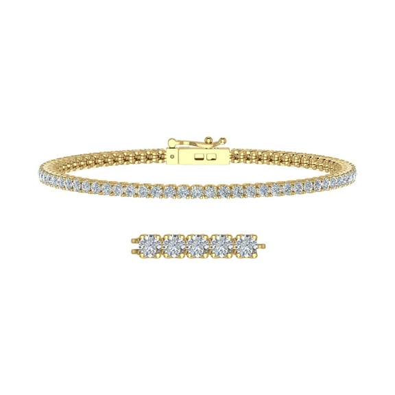 3 Carat Diamond Tennis Bracelet in 14K Yellow Gold (7.5 Inch) (SI1-SI2 Clarity)