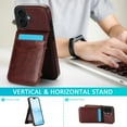 thumbnail image 2 of ELEHOLD Wallet Case for iPhone 17, Shockproof Flip Leather Case with Card Holder & Stand,Brown, 2 of 6