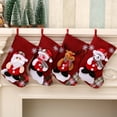 thumbnail image 5 of Christmas Stockings Socks Plaid Santa Claus/Elk/Snowman Candy Gift Bag XmasTree Hanging Ornament Decoration, 5 of 7
