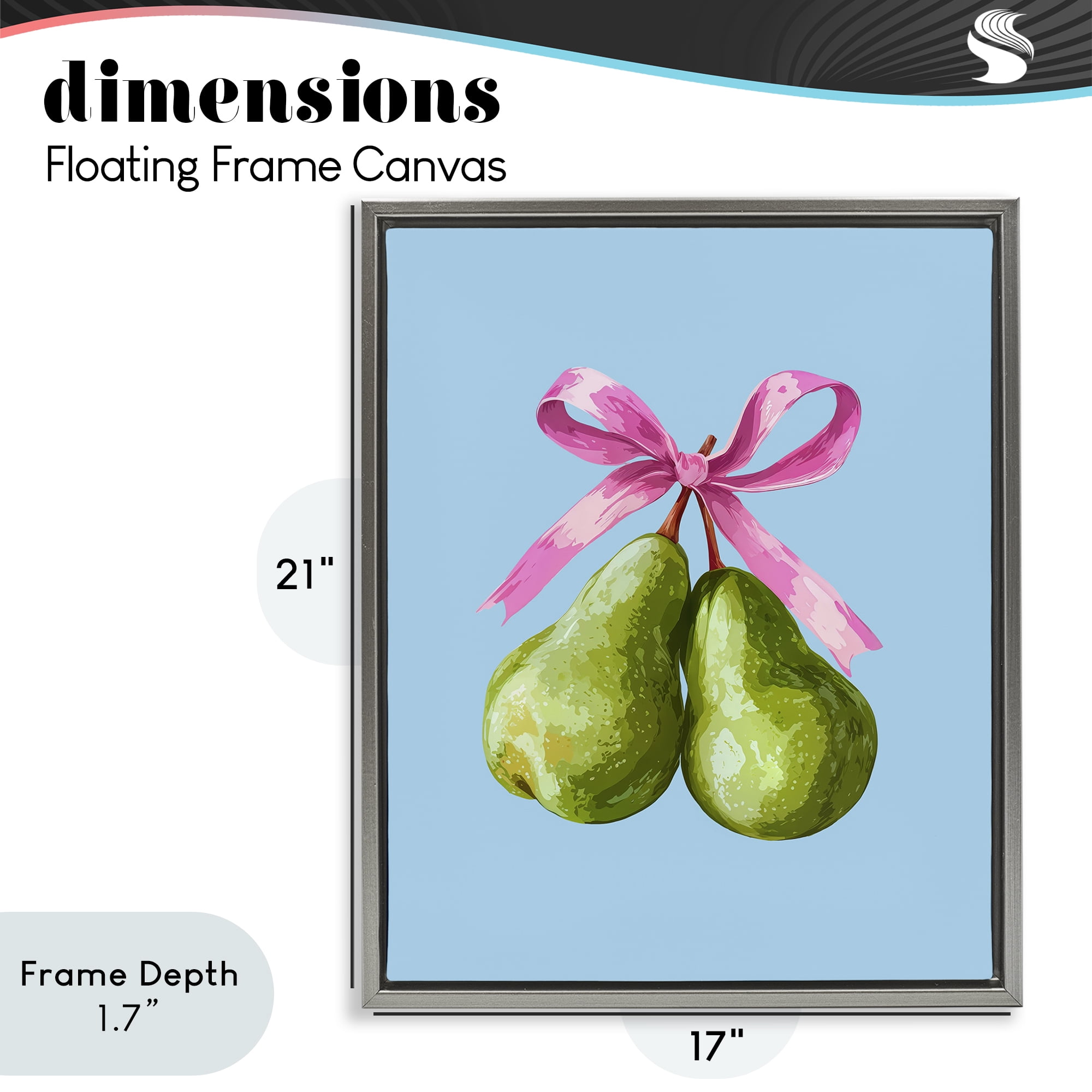 Stupell Industries Twin Pears with Ribbon Gray Framed Floater Canvas Wall Art, design by Imagine It Images
