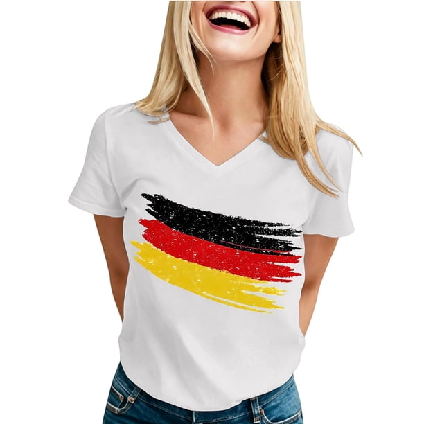 Women's Football Graphic T-Shirt, Women's V Neck Short Sleeve T Shirt, Casual Letter Print Tee, Fashion Summer Top for Soccer Tournament 2026 Black Size: L