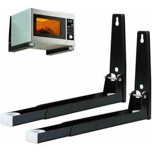 Microwave Stand with Arm, Steel Microwave Stand, Wall Mounted Microwave Stand, Wall Mount Shelf for Microwave (2 Pieces)