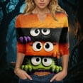 thumbnail image 2 of Towmus Womens Tops 3/4 Length Sleeves Halloween Oversized 3D Eyes Print Graphic T Shirt Women V Neck Blouses Loose Under $10, 2 of 5