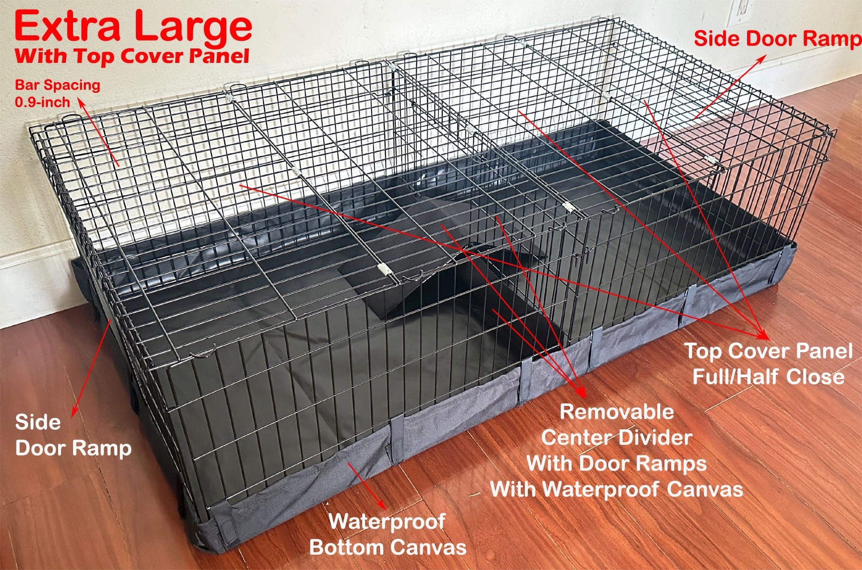 47" Extra Large Guinea Pig Dwarf Rabbit Habitat Yard With Top Cover Hamster Turtle Critters Cage Center Divider with Door Ramp Mouse Mice Bunny Enclosure with Waterproof Bottom Canvas