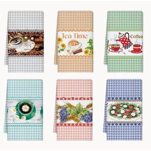 6 paños de cocina reutilizables seleccionados al azar: serie Fruit, paño de cocina y paño de cocina de poliéster altamente absorbente, paño de limpieza lavable for decoración del hogar, servilletas