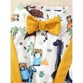 thumbnail image 5 of Mikrdoo Toddler Baby Boys Clothes Baby OOTD Dinosaur Bow Tie Turn-down Collar Shirt Straps Suspender Shorts 2PCS Outfits Yellow 2-3 Years, 5 of 7