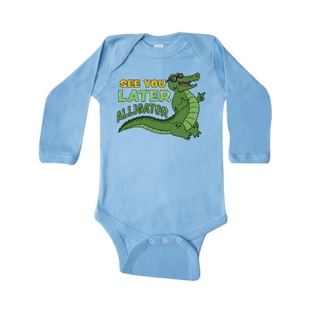 

Inktastic See You Later Alligator with Black Sunglasses Gift Baby Boy or Baby Girl Long Sleeve Bodysuit