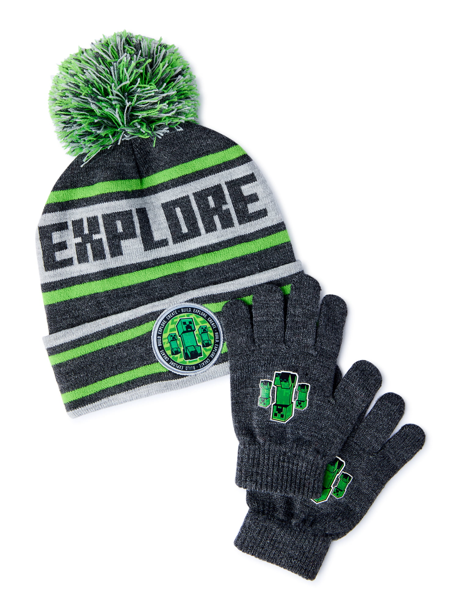 Minecraft Boys Knit Cap and Glove Set, One Size Fits Most - Walmart.com