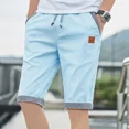 thumbnail image 2 of Pantalones cortos de lino y algodón para hombre, pantalones casuales con cordón, pantalones casuales sólidos, pantalones cortos de playa de talla grande para hombre, nuevos pantalones cortos de verano, 2 of 5