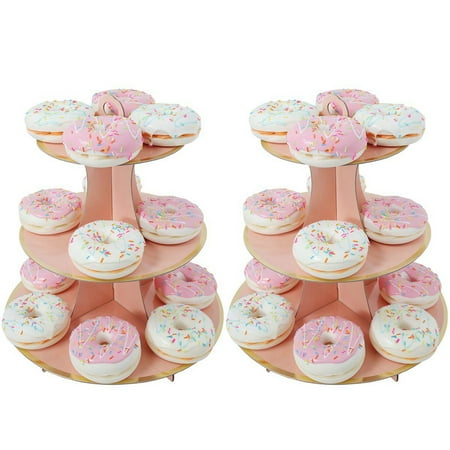 

3 Tier Round Cardboard Cupcake Stand Tower Reusable Cardboard Dessert Stand for Wedding Birthday Party Supplies