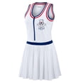 thumbnail image 3 of Women's WEAR by Erin Andrews White Chicago Cubs Zip-Front Pleated Tri-Blend Scoop Neck Tank Dress, 3 of 4