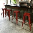 thumbnail image 4 of BizChair Commercial Grade 4 Pack 30" High Backless Distressed Kelly Red Metal Indoor-Outdoor Barstool, 4 of 10