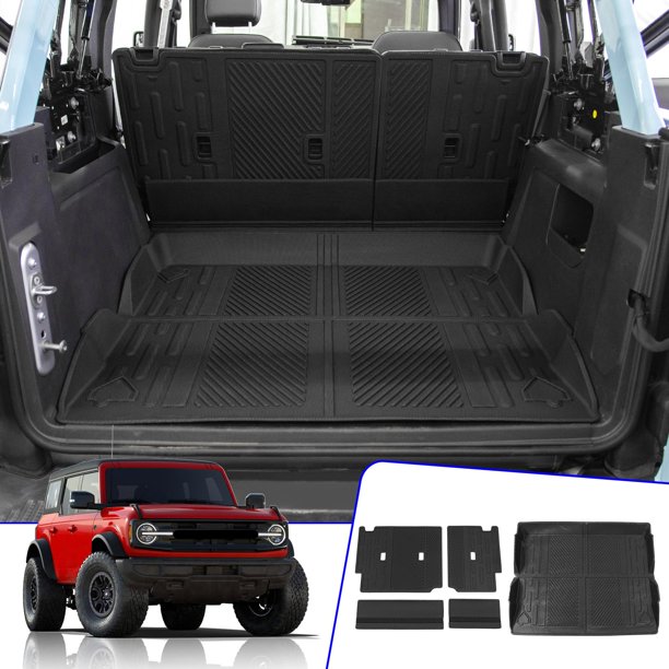 Rongtaod Alfombrilla de carga compatible con Ford Bronco 2021-2024, alfombrilla para maletero de 4 puertas, alfombrilla de carga, protector para asiento trasero, accesorios Bronco 2023 (alfombrilla pa