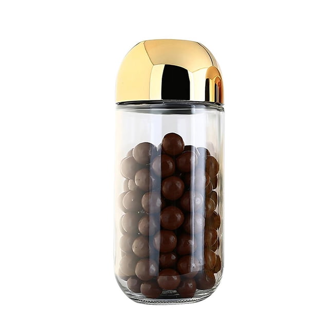 Frasco De Almacenamiento Sellado Frasco De Almacenamiento Transparente Frasco De Vidrio Sellado Frasco De Almacenamiento De Alimentos Redondo Decorativo Para El Hogar Con Barra De Escala De Anillo Scienceny HA026077-02