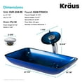thumbnail image 5 of KRAUS Rectangular Blue Glass Bathroom Vessel Sink and Waterfall Faucet Combo Set with Matching Disk and Pop-Up Drain, Chrome Finish, 5 of 8