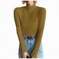 thumbnail image 1 of Splozh Chandails d'Automne pour Femmes 2025 Chandails d'Hiver à Manches Longues pour Femmes Col Ras du Cou Uni Mince en Peluche Chandail de Dessous Chandail Décontracté Léger Chaud Blouse Hauts Jaune,2TG, 1 of 1