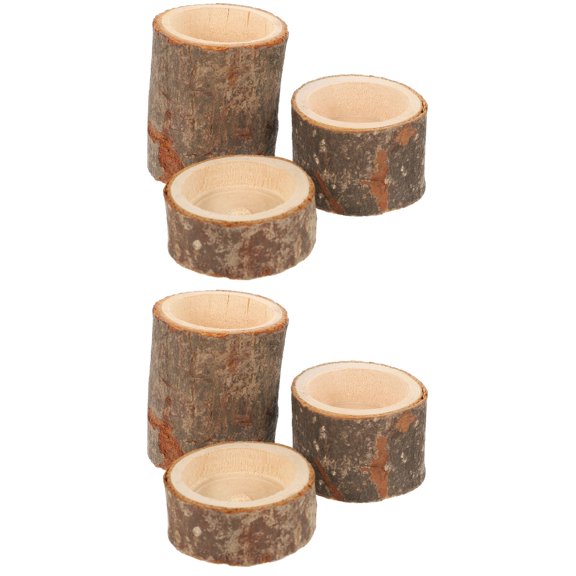 MERRYHAPY Rustic Wood Candlestick Craft Easy to Use for Home Decor 6Pcs