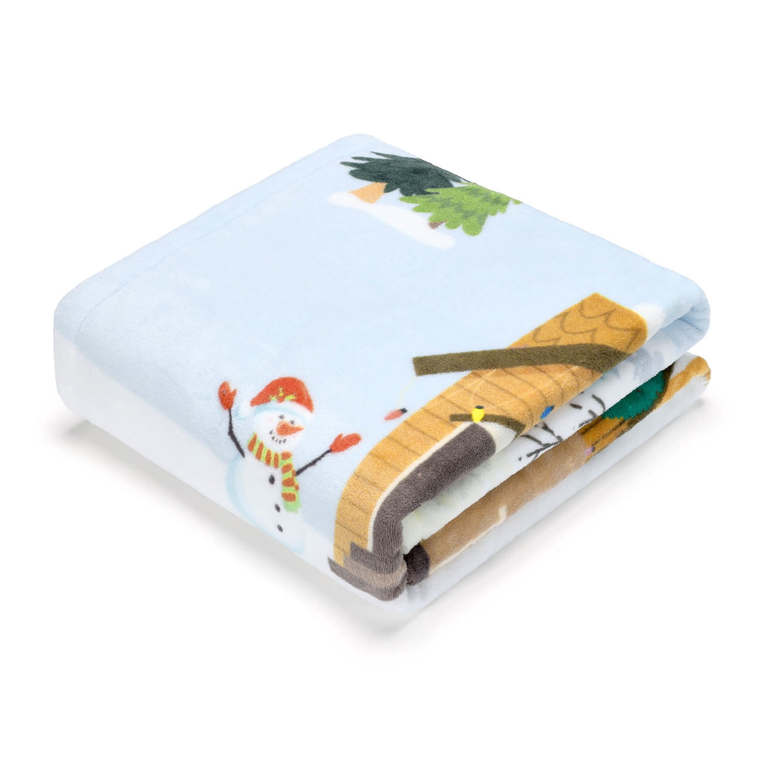 Lit Holiday LED Throw, Christmas Village Blanket with Soft Fabric, 3 Lighting Modes, 50” x 60”
