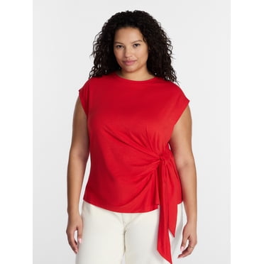 Terra & Sky Women’s Plus Side Tie Dolman Tee, Size 0X-5X