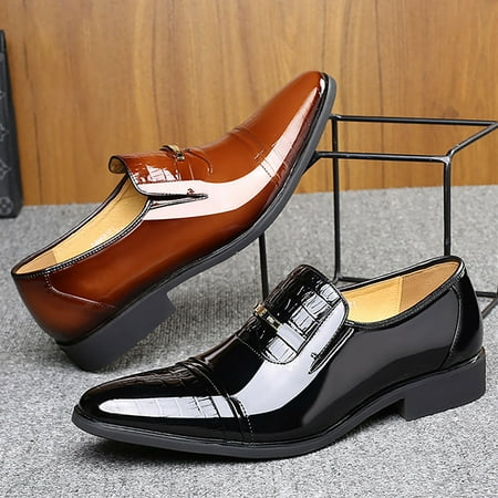 

Akiihool Men s Oxfords Casual Mens Dress Shoes Retro Plain Toe Slip on Lace up Shoes (Brown 9)