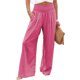 thumbnail image 2 of Pantalones casuales de uso diario para mujer, para citas y playa, elegantes pantalones de cintura alta con pierna ancha en color rojo sandía, 2 of 5