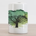 thumbnail image 2 of Willow Tree Ceramic Toothbrush Holder, Sketched Silhouette with Branches and Blended Watercolor, Decorative Versatile Countertop for Bathroom, 4.5" X 2.7", Yellow Green Jade Green, 2 of 4
