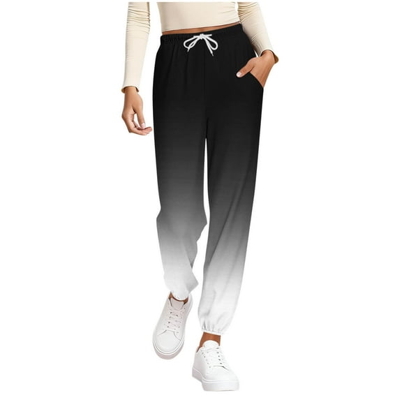 Womens Sweatpants High Waisted Baggy Gradient Cinch Bottom Athletic Workout Joggers Fashion Lounge Pants with Pockets