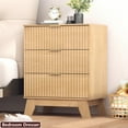 thumbnail image 3 of Fluted Dresser for Bedroom,3 Drawer Dresser for Closet Organizer and Storage Cabinet,Chest of Drawers with Gold Handle,Nightstand,Storage Organizer for Living Room,Bedroom,Natural Oak, 3 of 8
