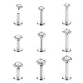 thumbnail image 2 of K-KED 10 PCS 16G Labret Lip Stud Shiny CZ Zirconia Earring Bar Tragus Body Piercing-16G(1.2mm)x8mmx2mm, 2 of 6