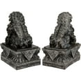 thumbnail image 2 of Oriental Furniture 18" Foo Dog Rust Patina Statues, set of 2, 2 of 4