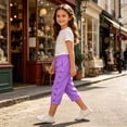 thumbnail image 7 of Twczz Girls Cotton Linen Capris with Pockets- Casual Elastic Waist Straight Leg Quick Dry Kids Beach Pants Purple Size 7-8 Years, 7 of 7