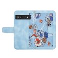 thumbnail image 6 of Allytech for Google Pixel 6A Wallet Case, Premium PU Leather Cards Slots Shoulder Strap Hand Wrist Fashion Floral Pattern Wallet Phone Case for Google Pixel 6A - Blue, 6 of 14