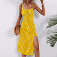 thumbnail image 2 of Women Spaghetti Straps Sleeveless Summer Dresses Polka Dot Split Printed Maxi Dresses Midi Beach Vacation Dress, 2 of 6