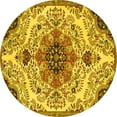thumbnail image 1 of Ahgly Company Machine Washable Indoor Round Medallion Yellow Traditional Area Rugs, 7' Round, 1 of 4