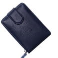 thumbnail image 4 of Guardurnaity Cartera de órgano de cuero para hombre y mujer, bloqueo de identificación, tarjeta de crédito, RFID, bloqueo de identificación, Envolturas para manijas de equipaje azul, 4 of 6