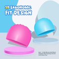 thumbnail image 2 of Gorros de natación para niños, paquete de 2 gorros de natación de silicona duraderos para niños y adolescentes, diseño ergonómico en 3D para niños y adolescentes (de 3 a 12 años), ajuste cómodo para, 2 of 5