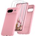 thumbnail image 1 of KOMI for Google Pixel 8 Case, Silicone Phone Case with 2 Screen Protector, Soft Anti-Scratch Microfiber Lining, Full Body Shockproof Slim Cover Support Wireless Charging, Rose Pink, 1 of 5