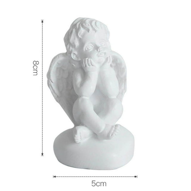 pitrice Resin White Angel Statue Desktop Decor Collection Window Props Christmas holding face