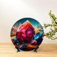 thumbnail image 6 of Picia Colorful Stone World Pattern Bone China Decorative Plate – Wall Decor with Stand and Adhesive, Elegant Ornament for Living Room, Office, or Entryway-6in, 6 of 6