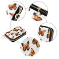 thumbnail image 3 of PU Leather Zipper Card Case Credit Card Holder Small Wallets Orange-black Butterfly, 3 of 7