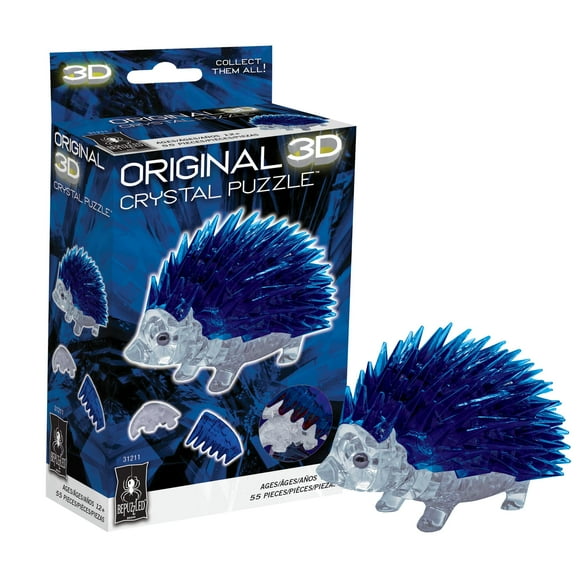 BePuzzled Original 3D Crystal Puzzle - Hedgehog - Challenging, Beautiful Display Puzzle for Ages 12 and Up