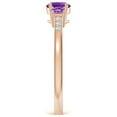 thumbnail image 3 of ANGARA Natural Three Stone Round Amethyst Ring with Diamond Accents in 14K Rose Gold for Women (Size-5mm) | February Birthstone, Birthday, Anniversary, Jewelry Gift for Women | Natural Amethyst Ring, 3 of 9