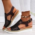 thumbnail image 4 of Dakaela Orthopedic Wedge Sandals for Women Dressy Walking Sandal Summer Platform Beach Shoes Black 9, 4 of 7
