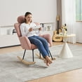 thumbnail image 6 of Newboti Teddy Fabric Upholstered Nursery Rocking Glider Chair Mid Century Modern Accent Arm Chair Padded Seat with High Backrest and Pillows for Living Room Bedroom Offices (Pink Teddy) 54029603686704, 6 of 16