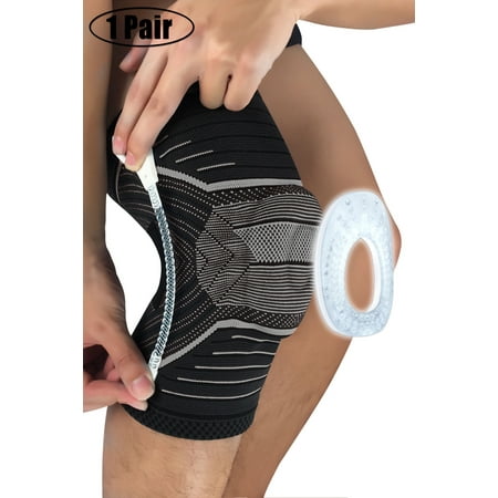 

CFR 1Pair Compression Knee Brace Professional Knee Sleeve For Women Men with Patella Gel Pads & Side Stabilizers Medical Grade Knee Pads for Running Meniscus Tear ACL Arthritis Joint Pain Relief